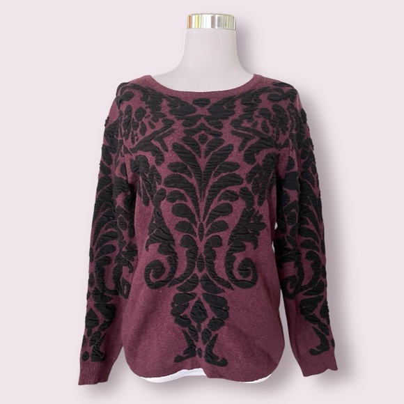 Tobi Brocade Textured Print Sweater - Picture 2 of 5